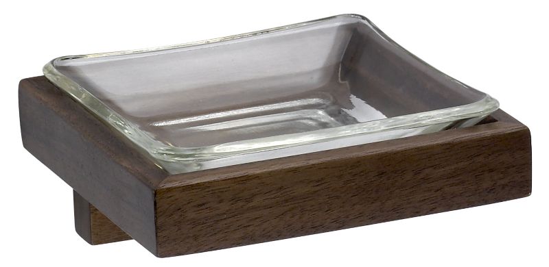Solid Walnut and Glass Soap Dish