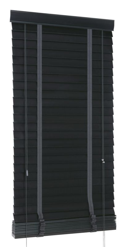 Colours Collection by B&Q Faux Wood Venetian Blind Black (L)180 x (W)120cm