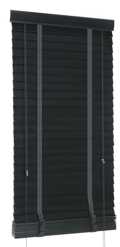 Colours Collection by BandQ Faux Wood Venetian Blind Black L180 x W180cm