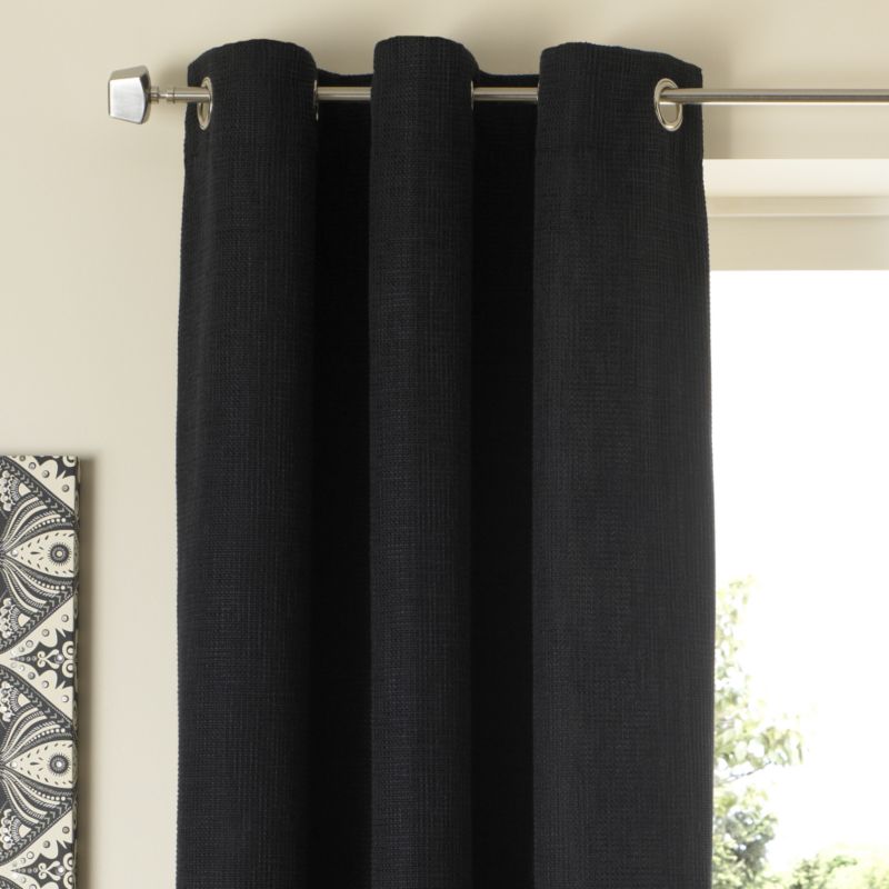 Colours by B&Q Textured Weave Eyelet Curtain Black