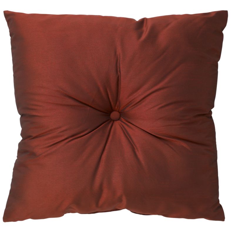 Colours by B&Q Faux Silk Button Cushion Red (W)50x(L)50cm