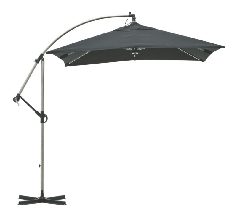 Overhanging Parasol with Solar Lights