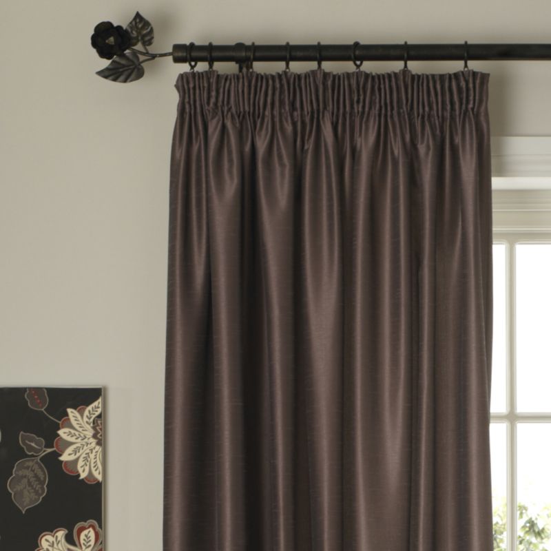 Colours by B&Q Shoana Faux Silk Pleated Curtain Dove