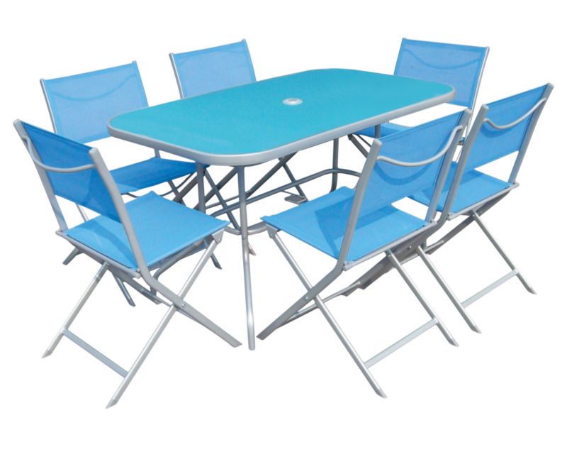 BandQ Cadiz 7 Piece Dining Set Blue/Grey