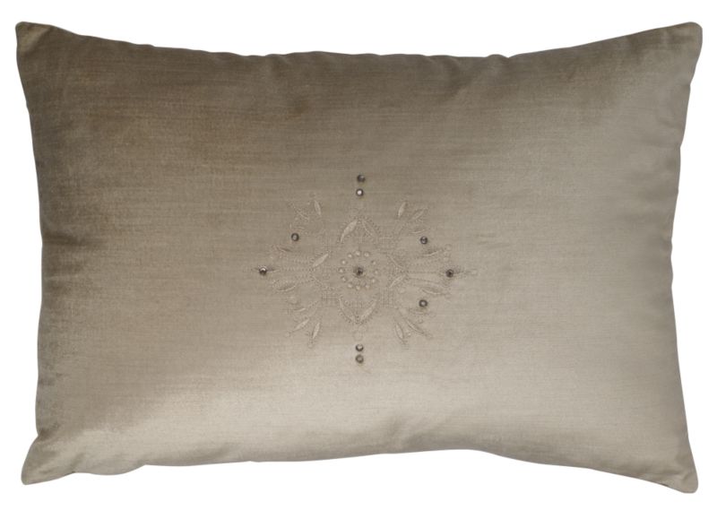 Colours Collection by B&Q Sultan Antique Style Velvet Cushion Champagne 35x50cm