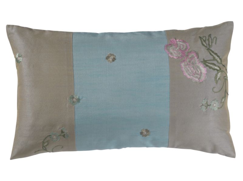 Colours By Bandq Pink Rose Double Panel Cushion Taupe/duck Egg 50x30cm