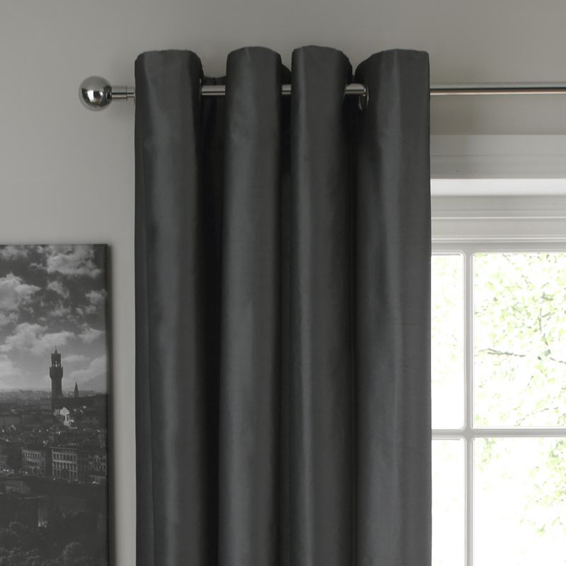 Colours by B&Q Metallic Eyelet Curtains Grey