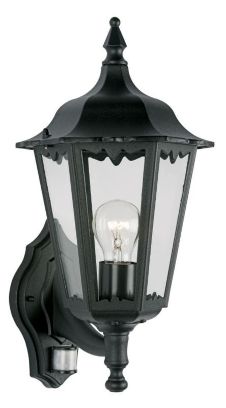 Waterville Outdoor Wall Light with PIR in Black
