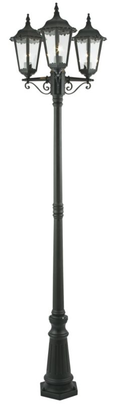 Waterville Black 6 Sided 3 Head Lamp Post