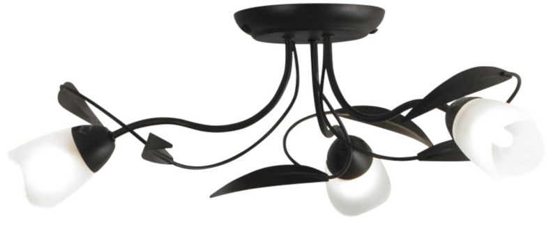 Lights by B&Q Chloe 3 Light Semi Flush Chocolate Brown/Brushed Black Paint