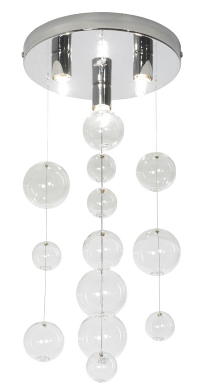 Lights by B&Q Bubble 3 Light Decorative Flush Chrome Plated Effect