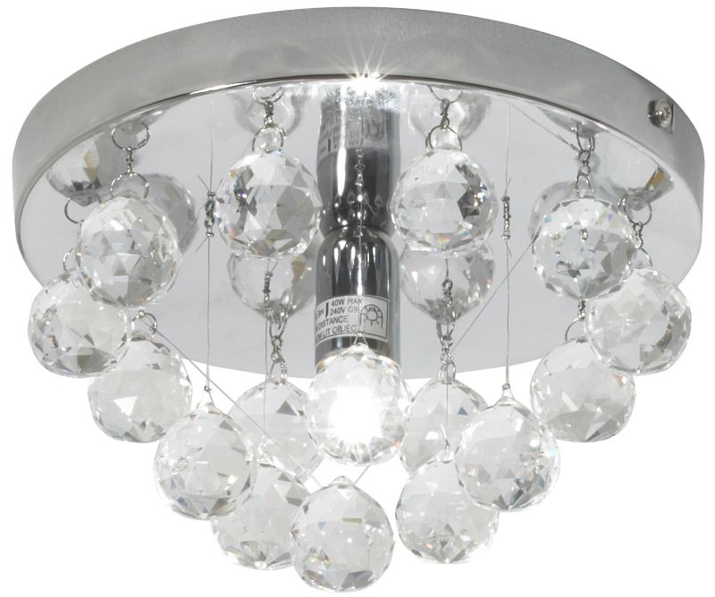 Lights by B&Q Dynasty 1 Light Flush Clear Crystal Halogen Fitting Chrome Plated