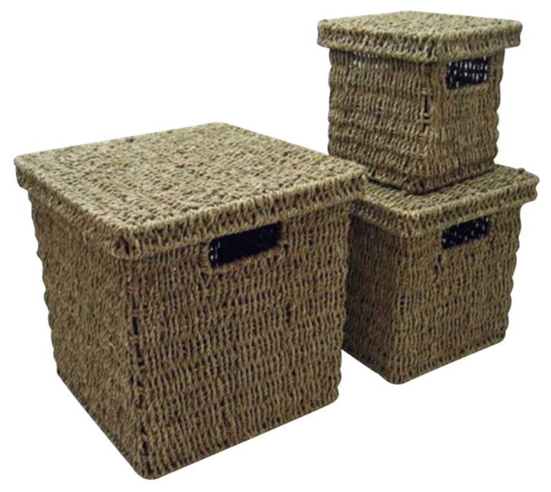 3 Seagrass Storage Boxes