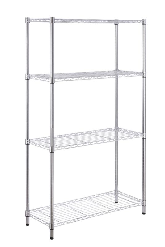 BampQ 4 Tier Metal Shelf Silver Effect