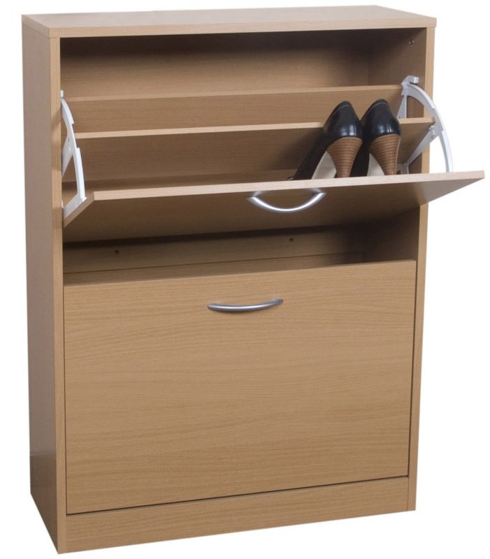 BandQ Select 2 Tier Shoe Cabinet Beech Effect