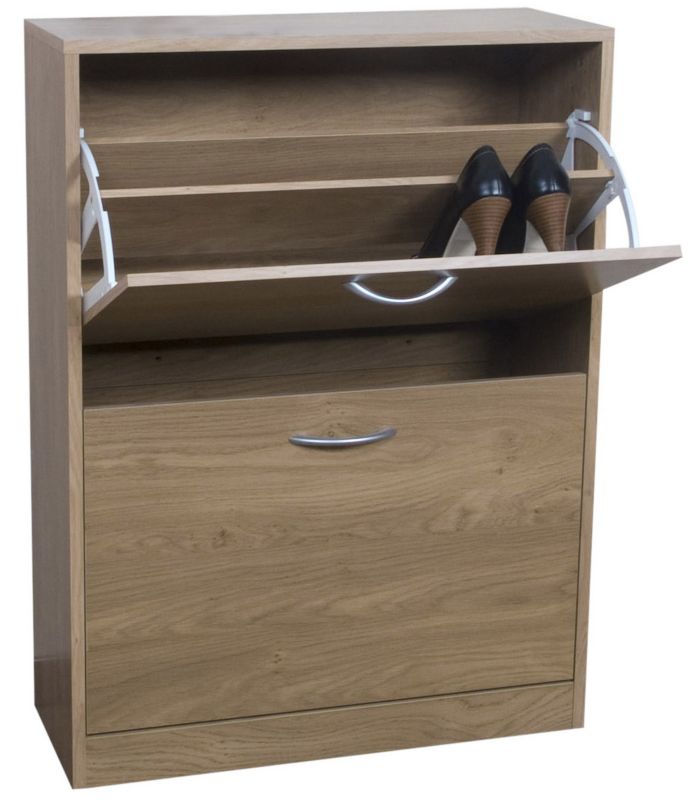 Select 2 Tier Shoe Cabinet Oak Effect