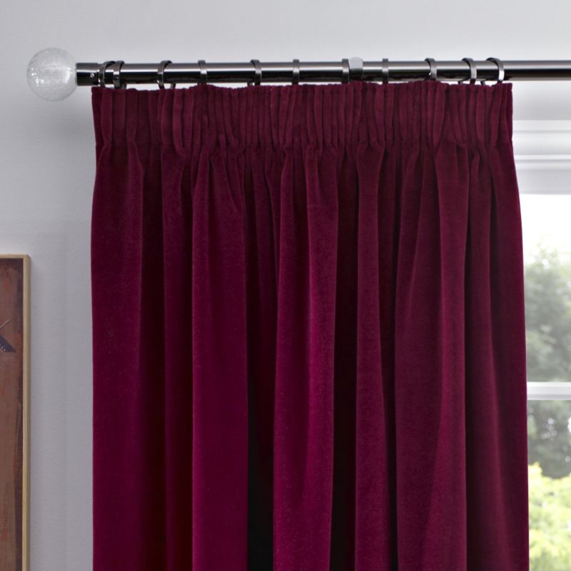 Colours Collection Velvet Ready Made Curtains Blackcurrant (W)168 x (L)137cm