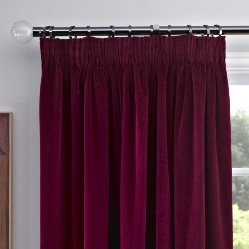 Colours Collection Velvet Ready Made Curtains Blackcurrant (W)229 x (L)229cm