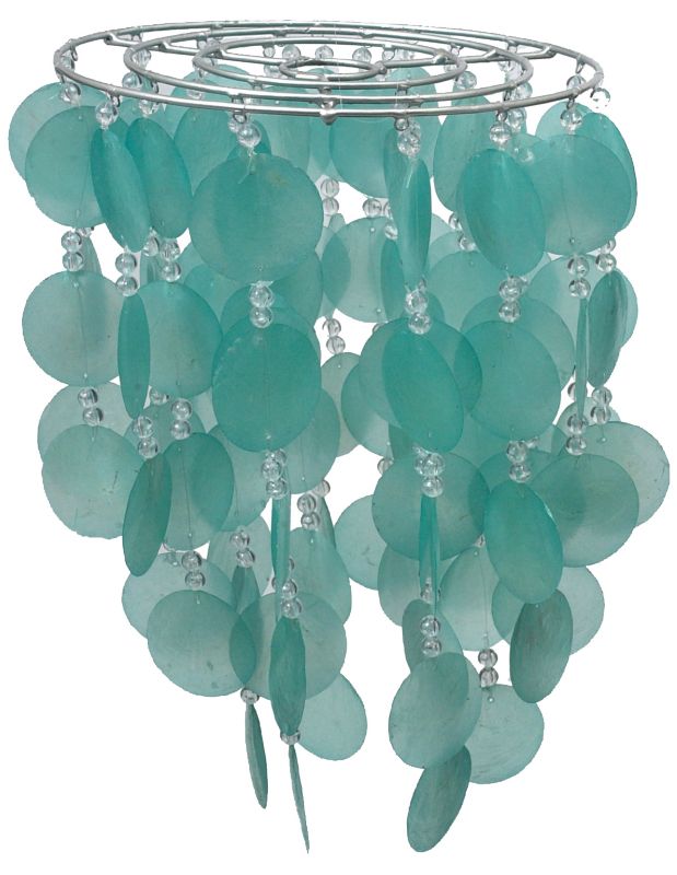 Panay Capiz With Clear Beads Aqua Shade