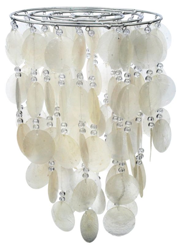 Lights by B&Q Panay Capiz Shade With Beads Natural