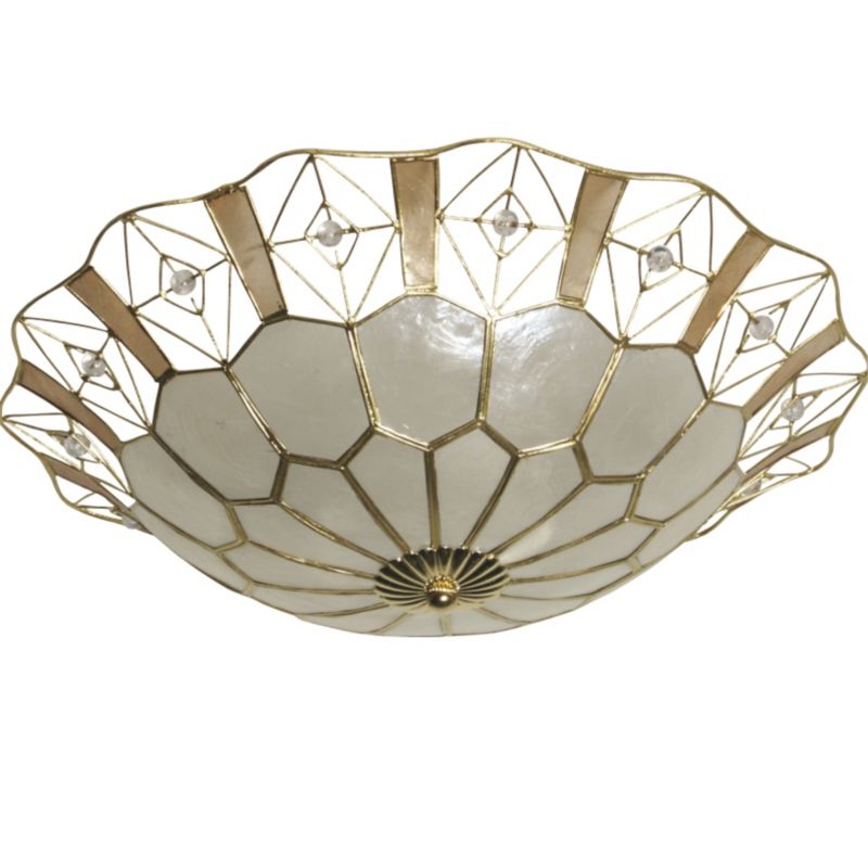 Lights by BandQ Beaded Capiz Uplighter Shade NaturalAmber
