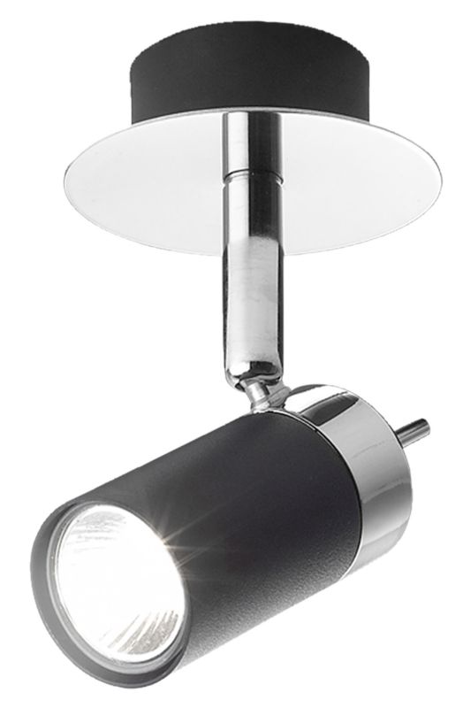 Lights by B&Q Vilnius 1 Light Spotlight Black/Chrome Effect