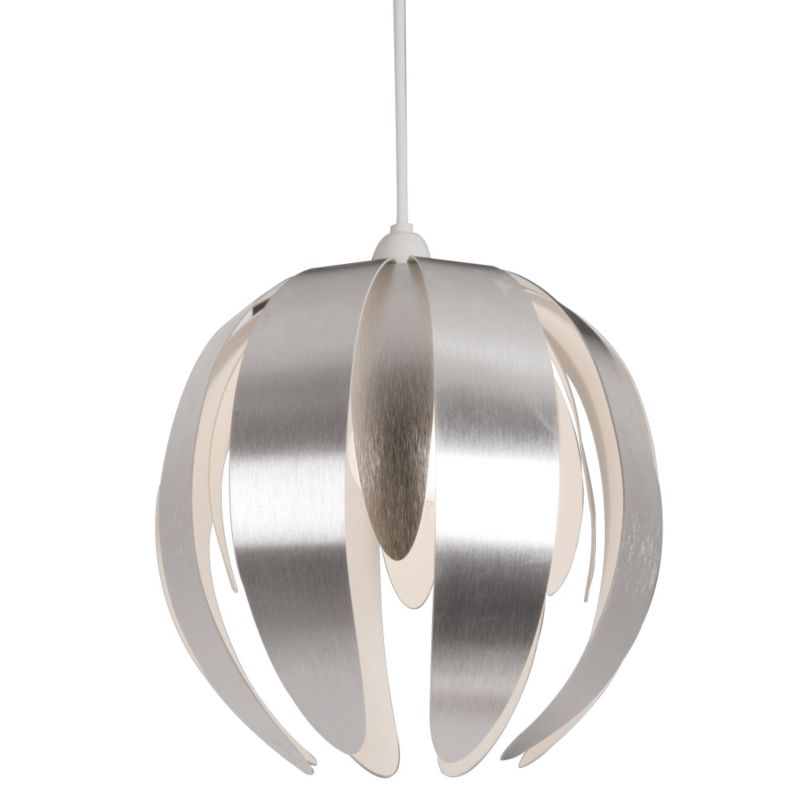 Lights by B&Q Canna Petal Pendant Shade Matt White/Brushed Aluminium