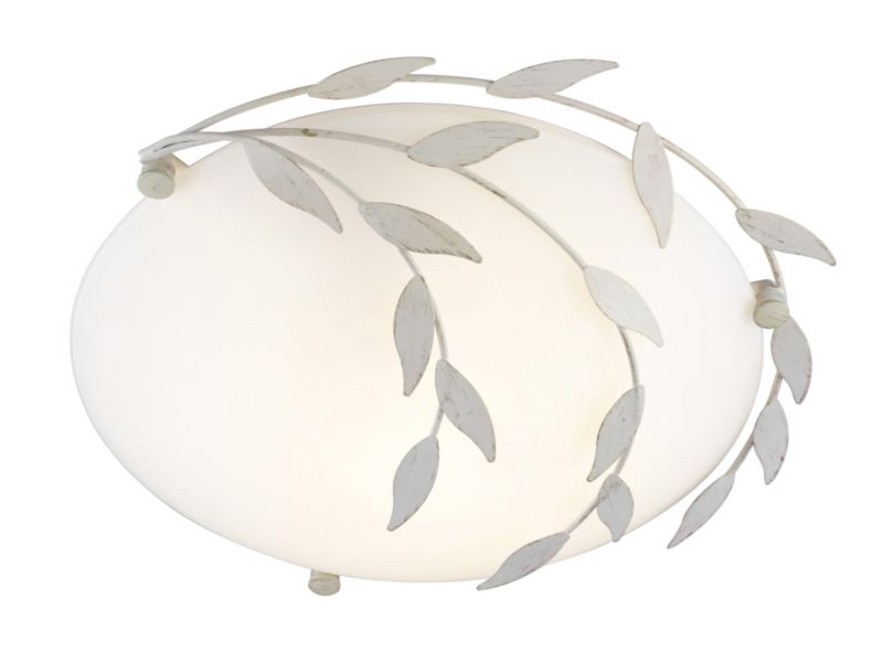 Lights by BandQ Chloe Cream and Brushed Gold Effect Ceiling Light with Ribbed Glass Shade