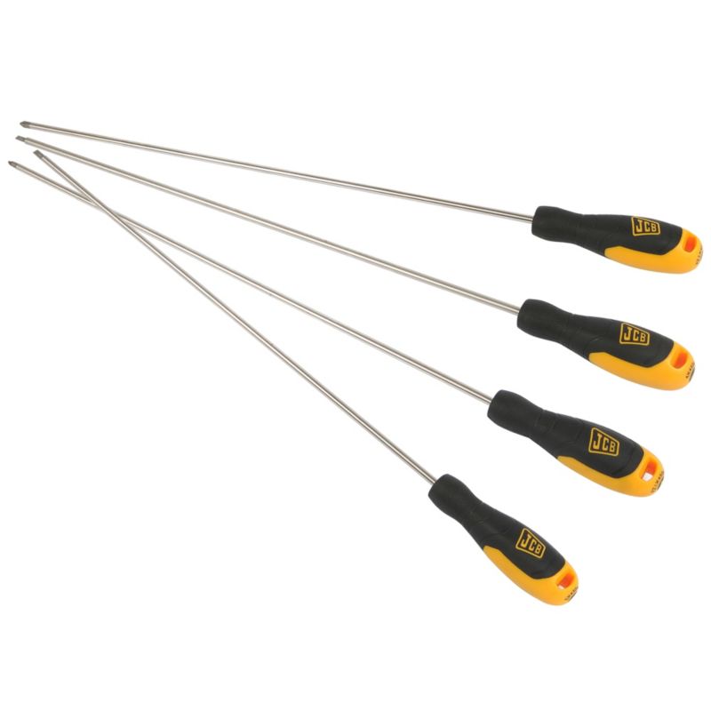 JCB 4pc Long Reach Screwdriver Set