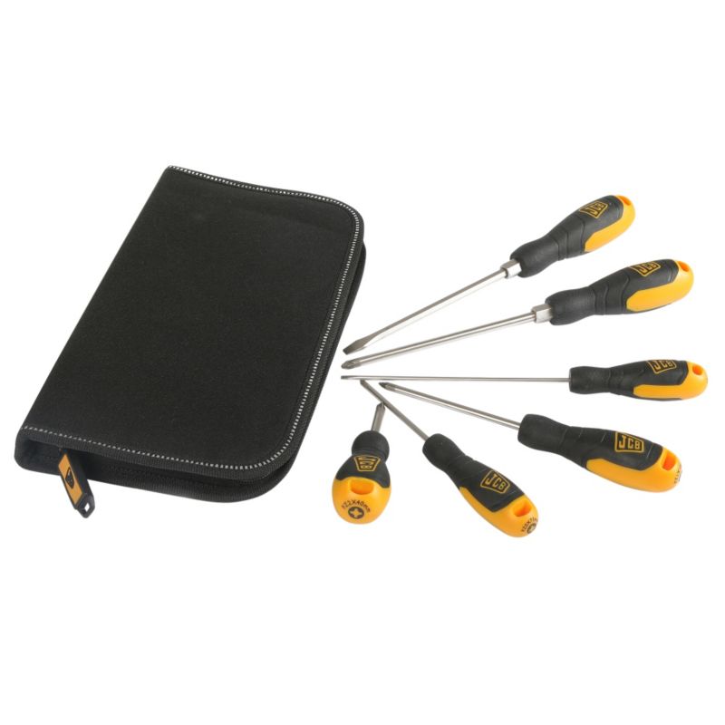 JCB 6pc Screwdriver Set With Canvas Case