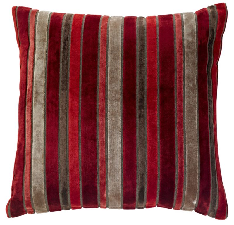 Colours by BampQ Cut Velvet Stripe Cushion Red L43 x W43cm
