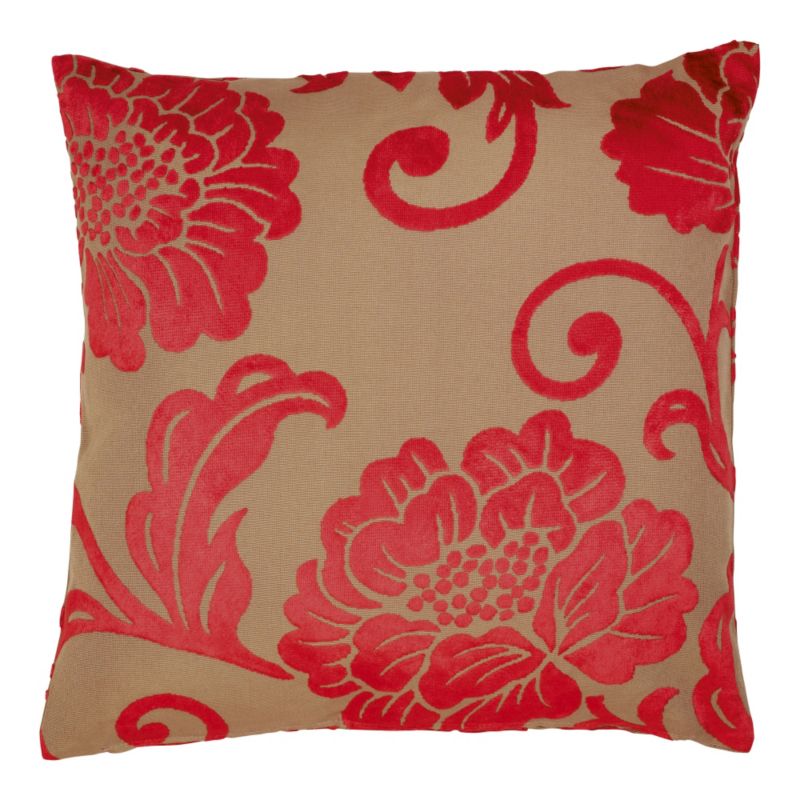 Colours by B&Q Floral Velvet Cushion 43 x 43 cm Red (L)43 x (W)43cm