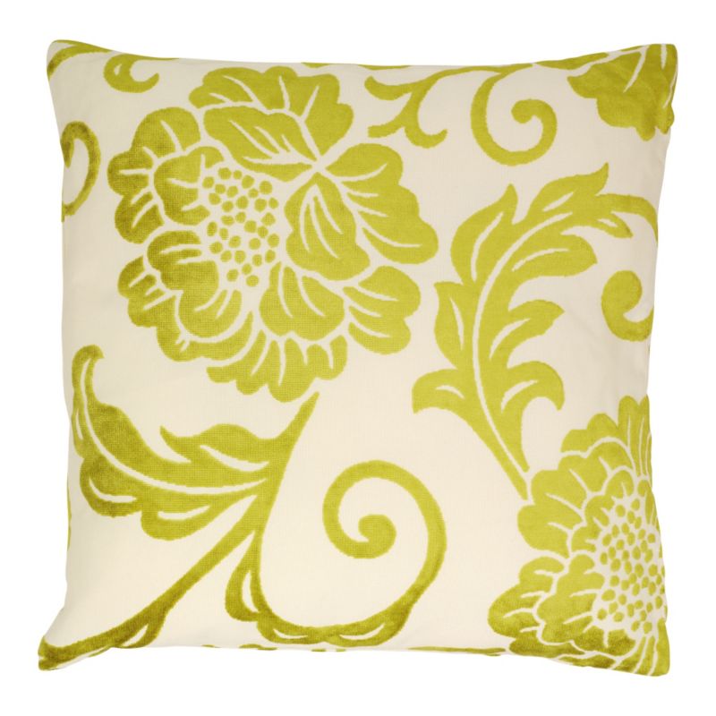 Colours by B&Q Floral Velvet Cushion 43 x 43 cm Green (L)43 x (W)43cm