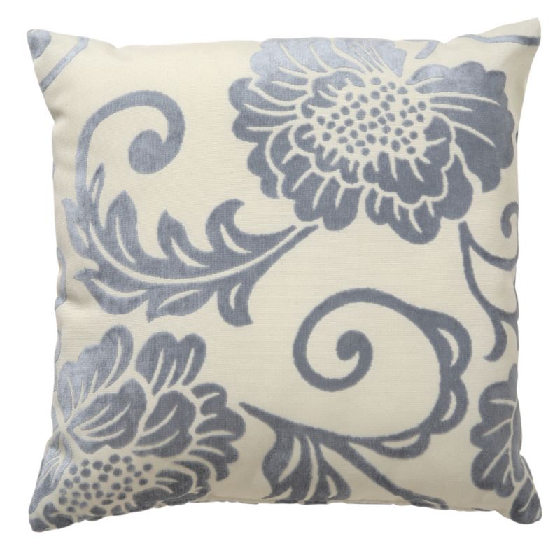 Colours by B&Q Floral Velvet Cushion 43 x 43 cm Blue (L)43 x (W)43cm