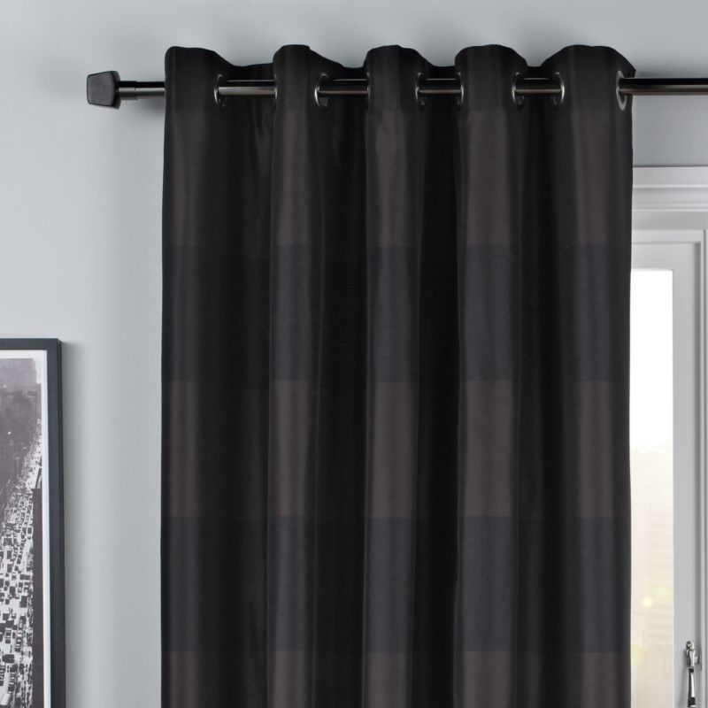 Colours Collection by B&Q Amelie Cross Stripe Curtains Black And Chocolate (W)137 x (L) 229cm