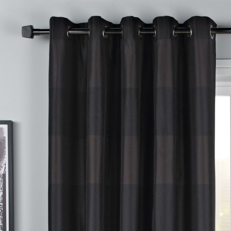 Colours Collection by B&Q Amelie Cross Stripe Curtains Black And Chocolate (W)168 x (L) 183cm