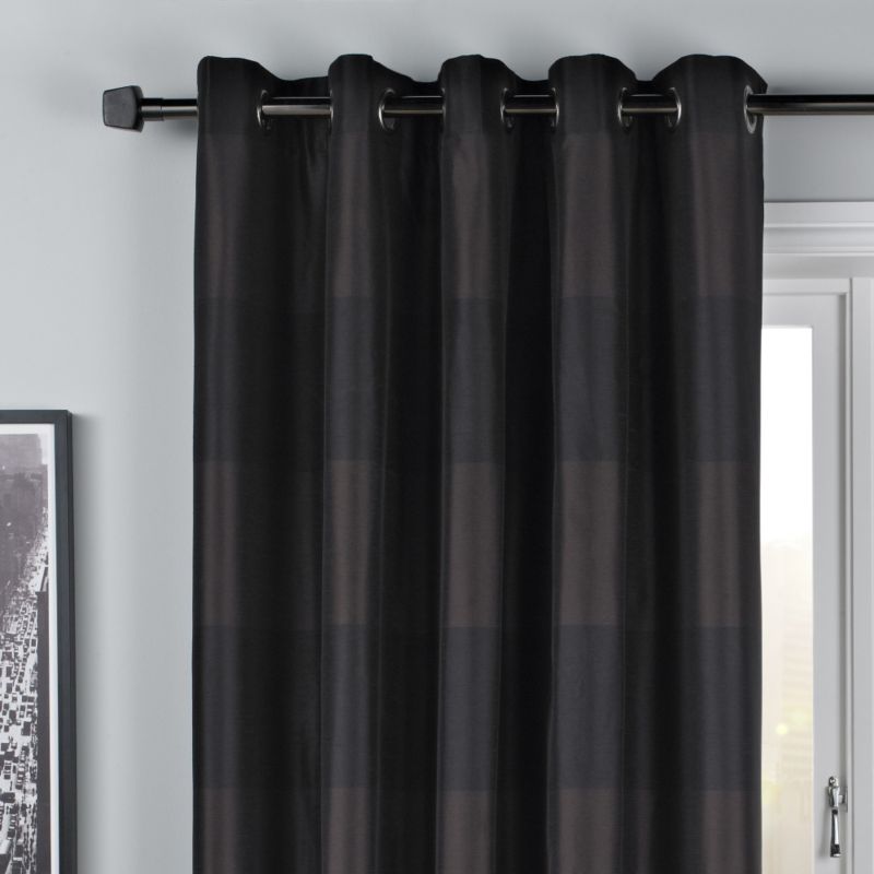 Colours Collection by B&Q Amelie Cross Stripe Curtains Black And Chocolate (W)168 x (L) 229cm