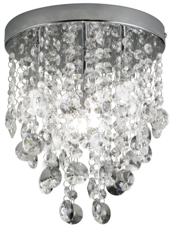 Lights Collection by B&Q Glimmer Crystal Glass Flush Chrome Effect