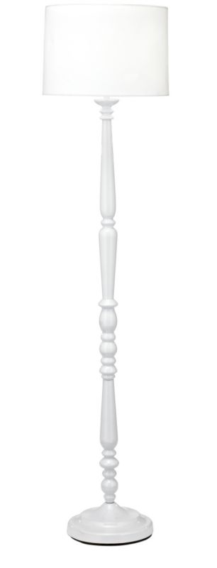 Angelina White Spindle/Fabric Shade Floor Lamp