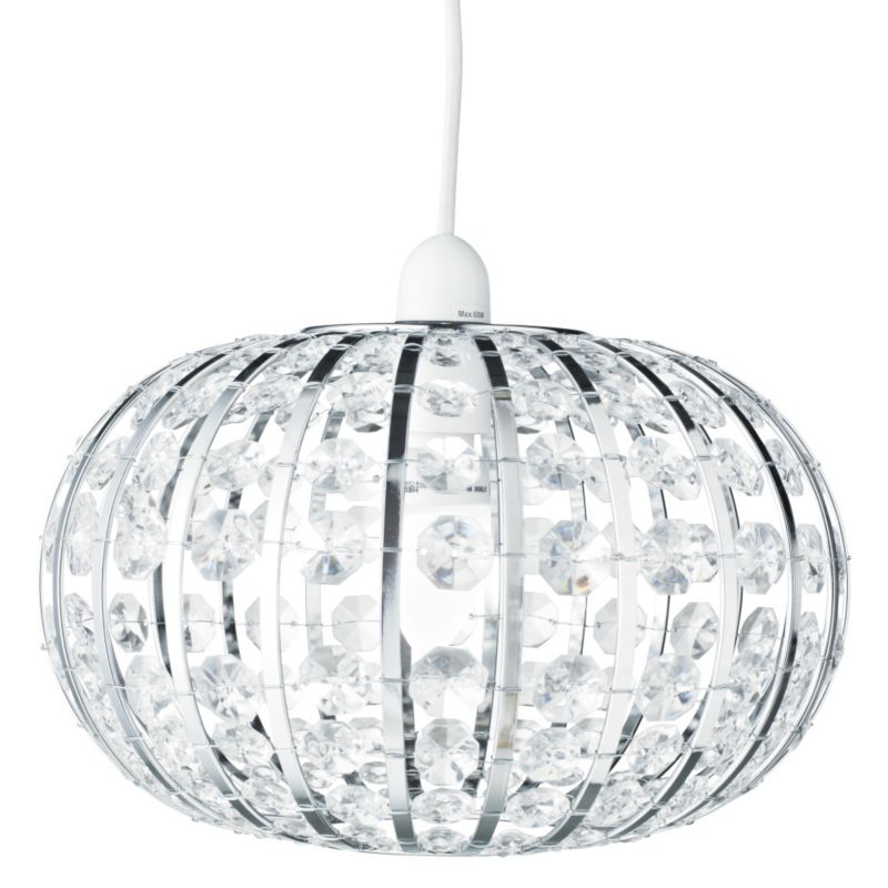 Colours by B&Q Leona Beaded Pendant Ball Shade Clear/Chrome Effect