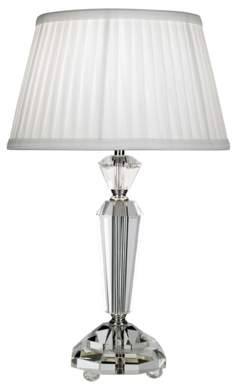 Lights Collection by B&Q Eleanor Glass Table Lamp With Fabric Shade Clear/Chrome Effect