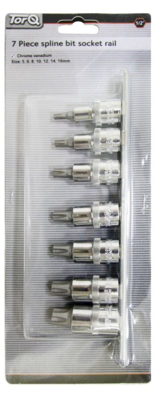 Torq 7Pc Spline Bit Socket Rail