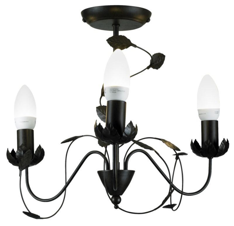 Eva Chocolate/Black Semi Flush Ceiling Light