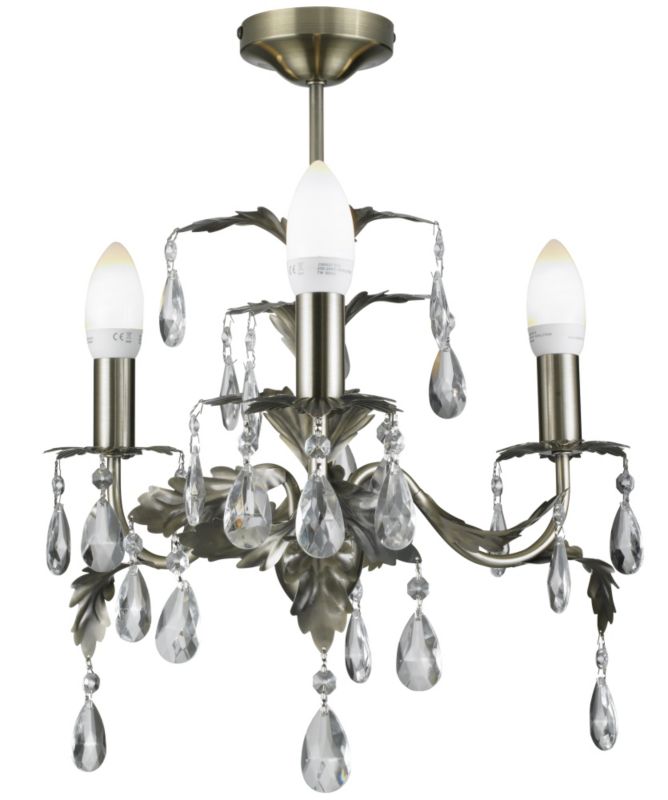 Burton Antique Brass Effect Semi Flush Ceiling Light