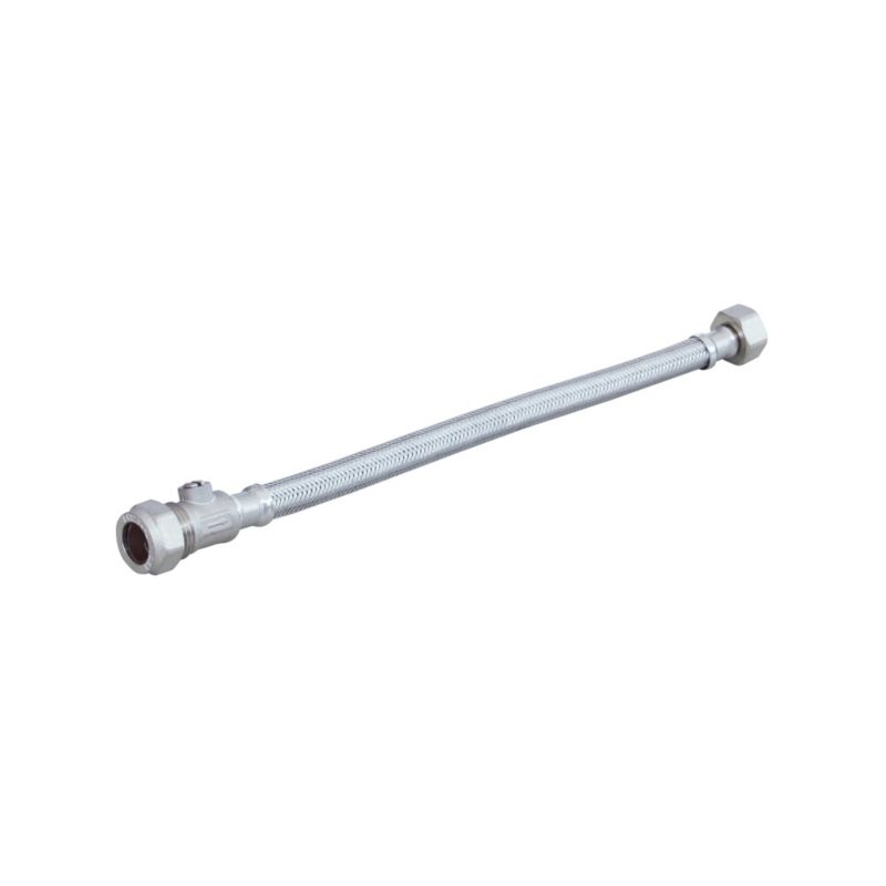PlumbSure Flexi Comp Tap Connector W/ Valve 15x12.7x300mm