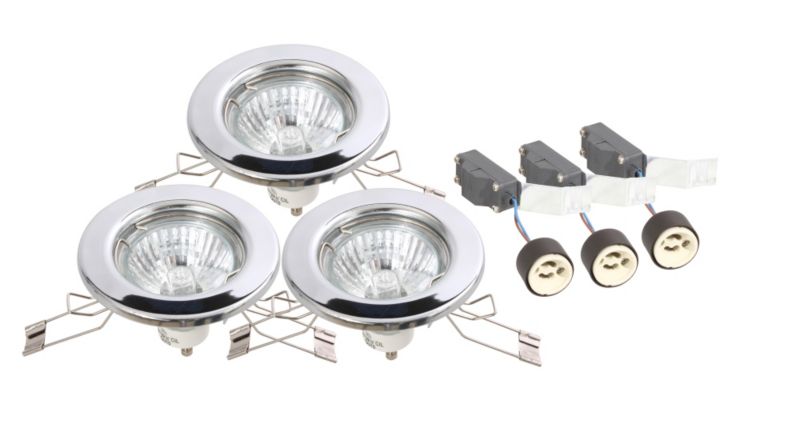 Alternative image for Recessed 3 Pack Fixed Chrome Downlights