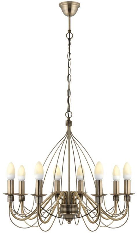 Lights by B&Q Vas 8 Bulb Birdcage Pendant Antique Brass Effect