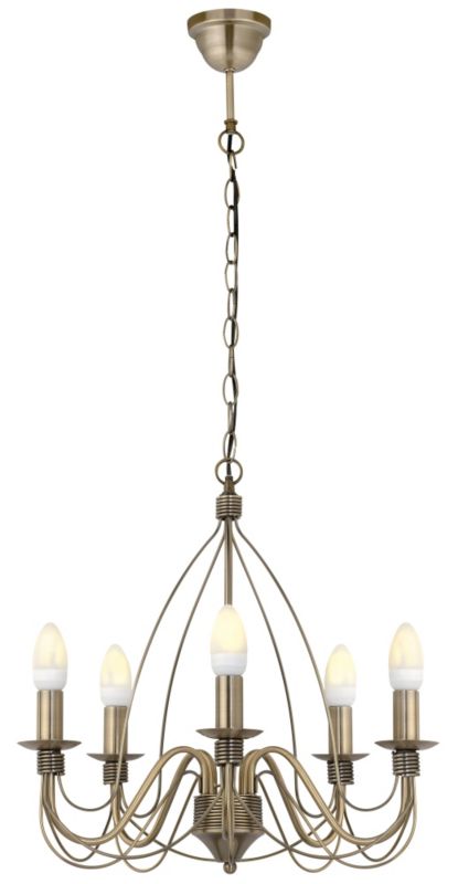 Lights by B&Q Vas 5 Light Birdcage Pendant Antique Brass Effect