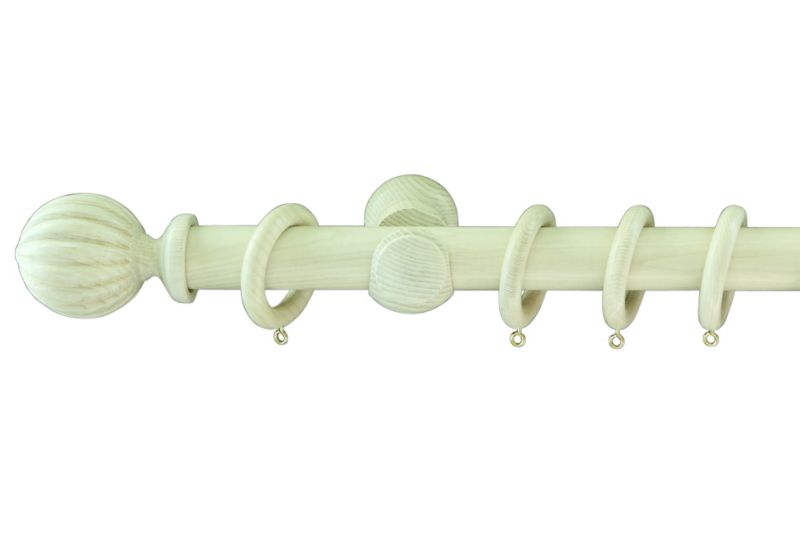 Colours Wooden Curtain Pole White Stained Effect