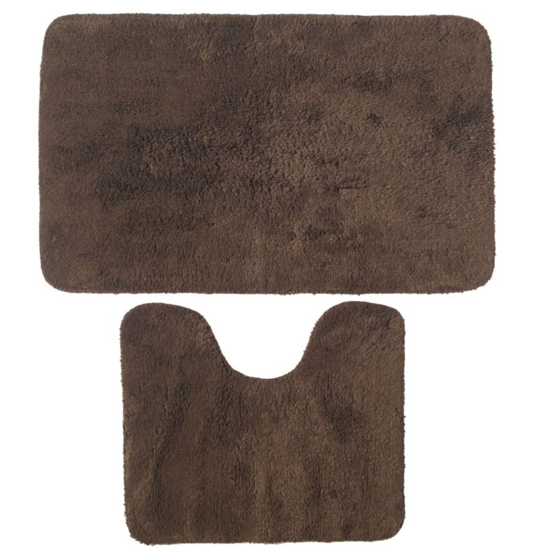 BandQ Value Bath Mat and Pedestal Set Brown